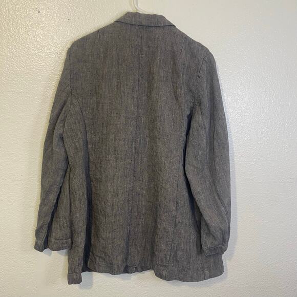 BB Design Jytte Meilvang Gray Pure Linen Button Front Blazer Jacket Size Largeb - Picture 4 of 8